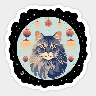 Maine Coon Cat Xmas Xmas Ornament, Love Cats Sticker